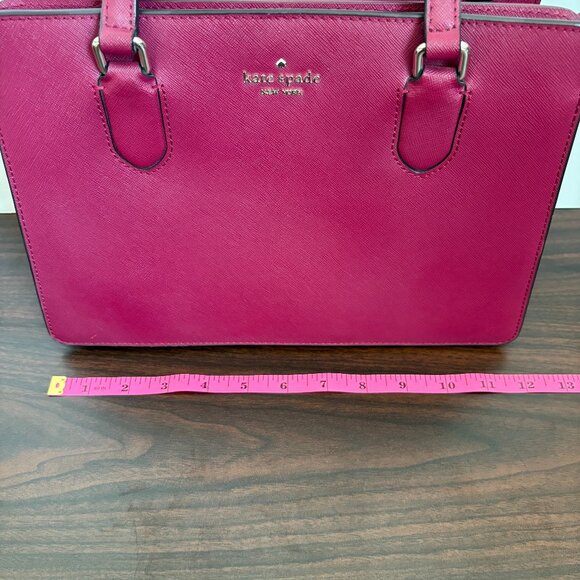 Kate Spade Laurel Way Reese Satchel Crossbody Saffiano Leather Blackberry/Maroon - Picture 7 of 15